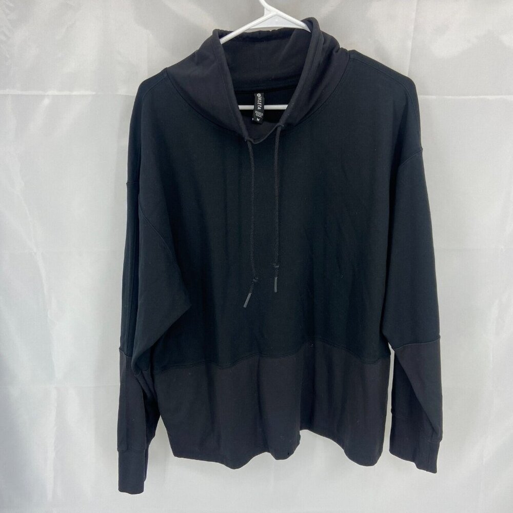Athleta Women M Hermosa Mock Neck Sweatshirt Solid Black Long Sleeve Activewear